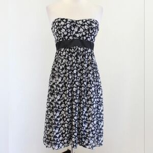 White House Black Market Strapless Black and White Dress